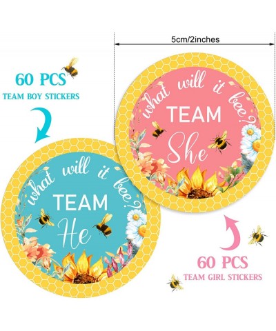 120 Pcs Gender Reveal Stickers 2 Inch Gold Glitter Team Girl and Boy Bee Team He and She Baby Shower Labels Sticker Pink and ...