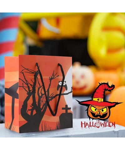 12 Pack Halloween Treat Bags with Handle 6.5x5.5x3 inches 4 Varied Designs Mini Cardboard Halloween Candy Bags for Halloween ...