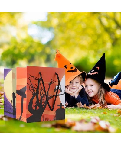 12 Pack Halloween Treat Bags with Handle 6.5x5.5x3 inches 4 Varied Designs Mini Cardboard Halloween Candy Bags for Halloween ...