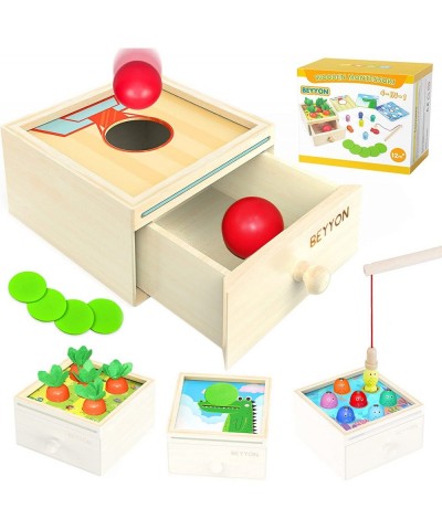 4-in-1 Montessori Toys for 1 2 3 Year Old Baby Boy Girl Ball Drop Toy Carrot Harvest Game Color Matching Magnetic Fishing Mon...