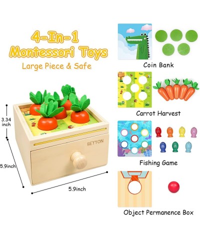 4-in-1 Montessori Toys for 1 2 3 Year Old Baby Boy Girl Ball Drop Toy Carrot Harvest Game Color Matching Magnetic Fishing Mon...