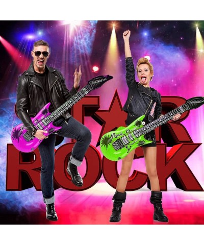 9 Colors Inflatable Guitar 35inch Rock Star Guitar Set Electric Blow Up Guitar for 80s 90s Themed Carnival Party Adults Child...