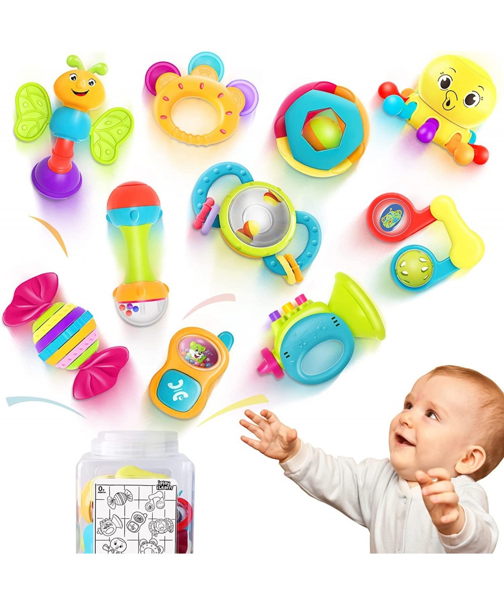 10pcs Baby Rattles Toys Set Infant Grab N Shake Rattle Sensory Teether Early Development Learning Music Toy Newborn Birthday ...