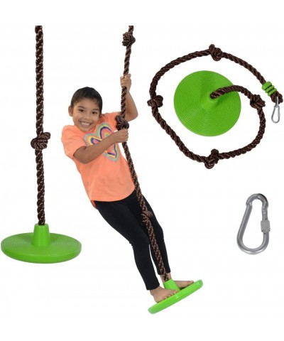 Disco - 3-in-1 Multi-Purpose Sit Stand & Climb Disc Swing Heavy Duty Climbing Rope Swing - 6 Foot Rope with Four Adjustable K...