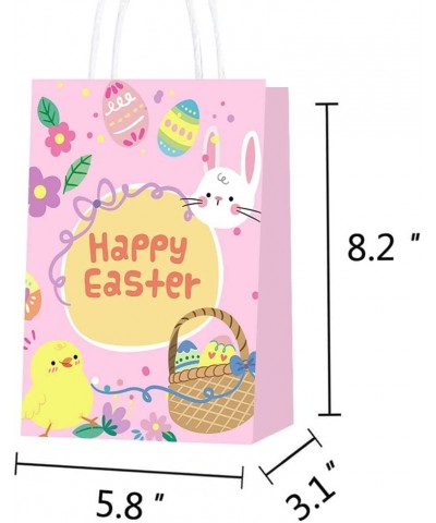 16 Pcs Easter Kraft Paper Party Favor Gift Bags with Handle Colorful Bunny Egg Tote Bag Party Treat Bags Easter Party Favor G...