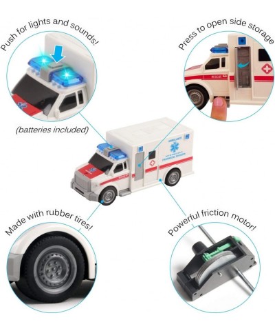 Rescue Ambulance Friction Powered 1:20 Scale Toy Car with Lights and Sounds Durable Kids Medical Transport Emergency Vehicle ...