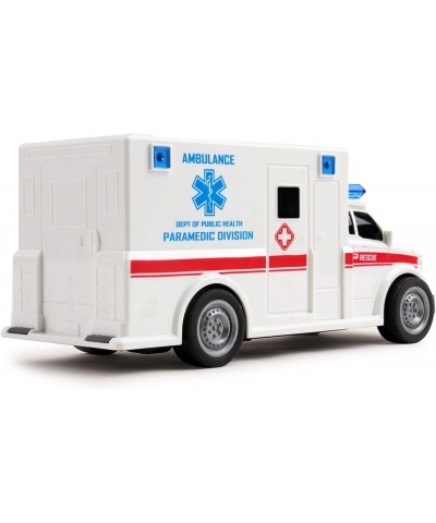 Rescue Ambulance Friction Powered 1:20 Scale Toy Car with Lights and Sounds Durable Kids Medical Transport Emergency Vehicle ...