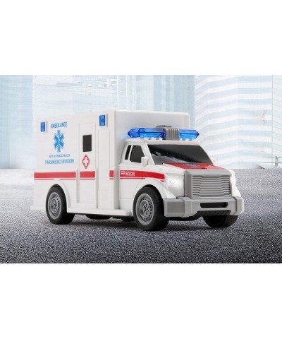 Rescue Ambulance Friction Powered 1:20 Scale Toy Car with Lights and Sounds Durable Kids Medical Transport Emergency Vehicle ...