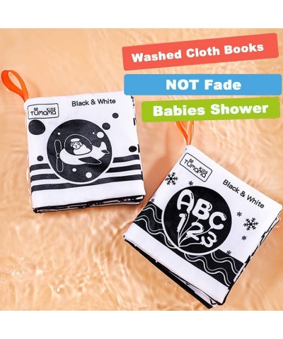 3 High Contrast Baby Toys for Newborn 0 3 6 Months Black and White Soft Baby Book Crinkle Squeaky Nontoxic Fabric Cloth Book ...