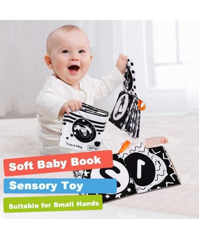 3 High Contrast Baby Toys for Newborn 0 3 6 Months Black and White Soft Baby Book Crinkle Squeaky Nontoxic Fabric Cloth Book ...