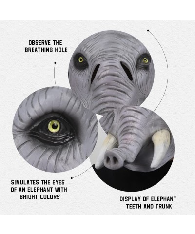 Elephant Head Mask Animal Mask Funny Halloween Head Mask Costume Cosplay Party Latex Mask Grey $22.02 Kids' Dress-Up Accessories