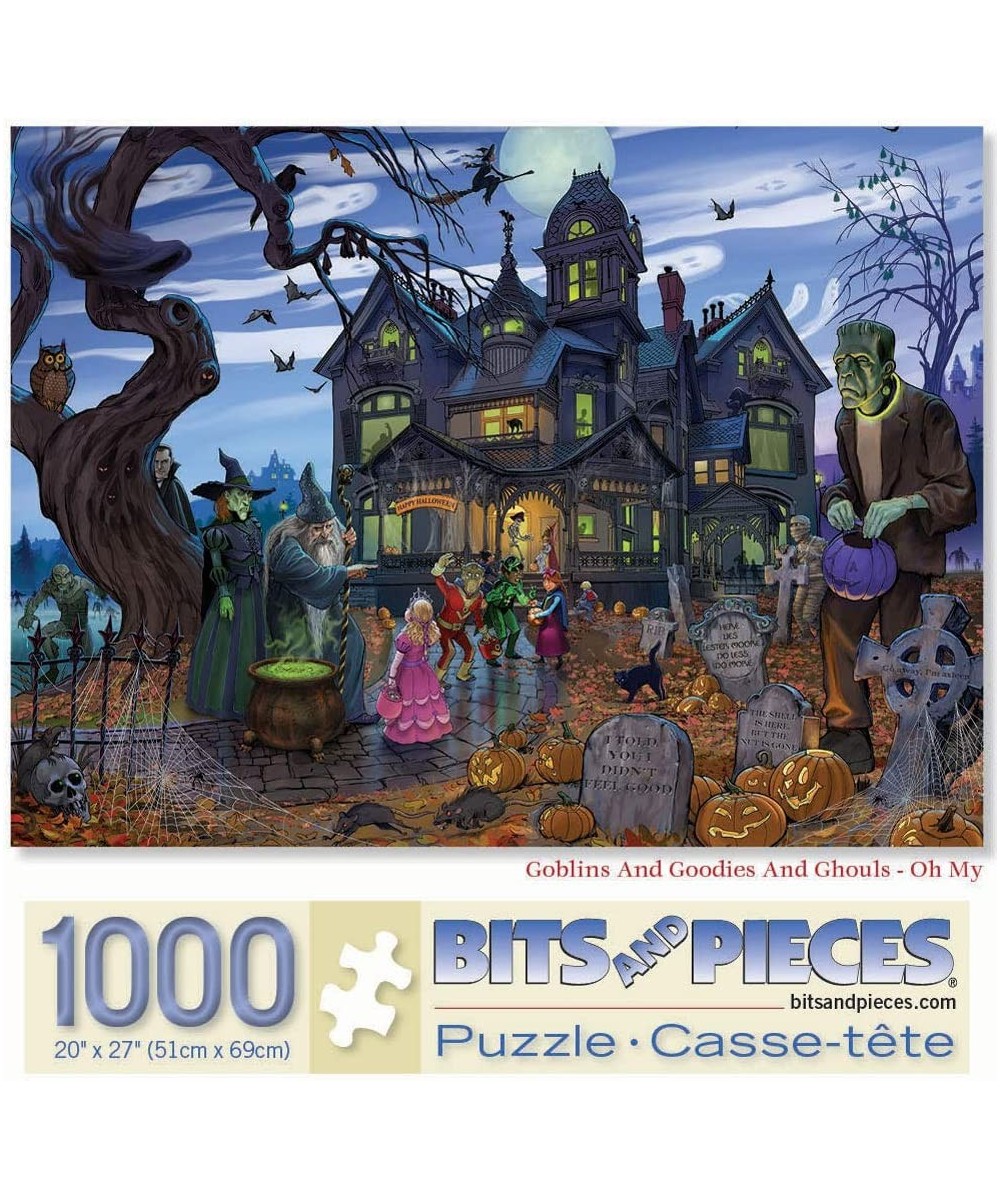 - 1000 Piece Jigsaw Puzzle for Adults 20" x 27"  - Goblins and Goodies and Ghouls - Oh My - 1000 pc Haunted House Halloween T...