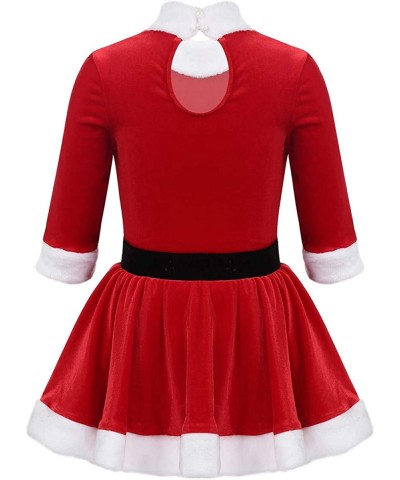 Kids Girls Christmas Miss Santa Claus Dress Costume Velvet Ballet Tutu Dress Leotard Dancewear $29.59 Kids' Costumes