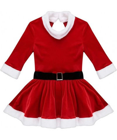 Kids Girls Christmas Miss Santa Claus Dress Costume Velvet Ballet Tutu Dress Leotard Dancewear $29.59 Kids' Costumes