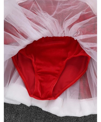 Kids Girls Christmas Miss Santa Claus Dress Costume Velvet Ballet Tutu Dress Leotard Dancewear $29.59 Kids' Costumes