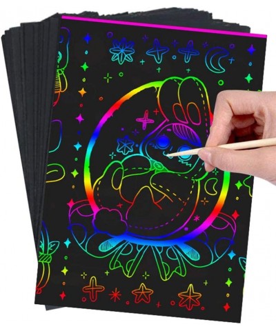 60-Pack Upgrade Thicker Rainbow Scratch Paper Art Kit for Kids Magic Scratch Off Arts and Crafts with 5 Wooden Styluses & 4 D...