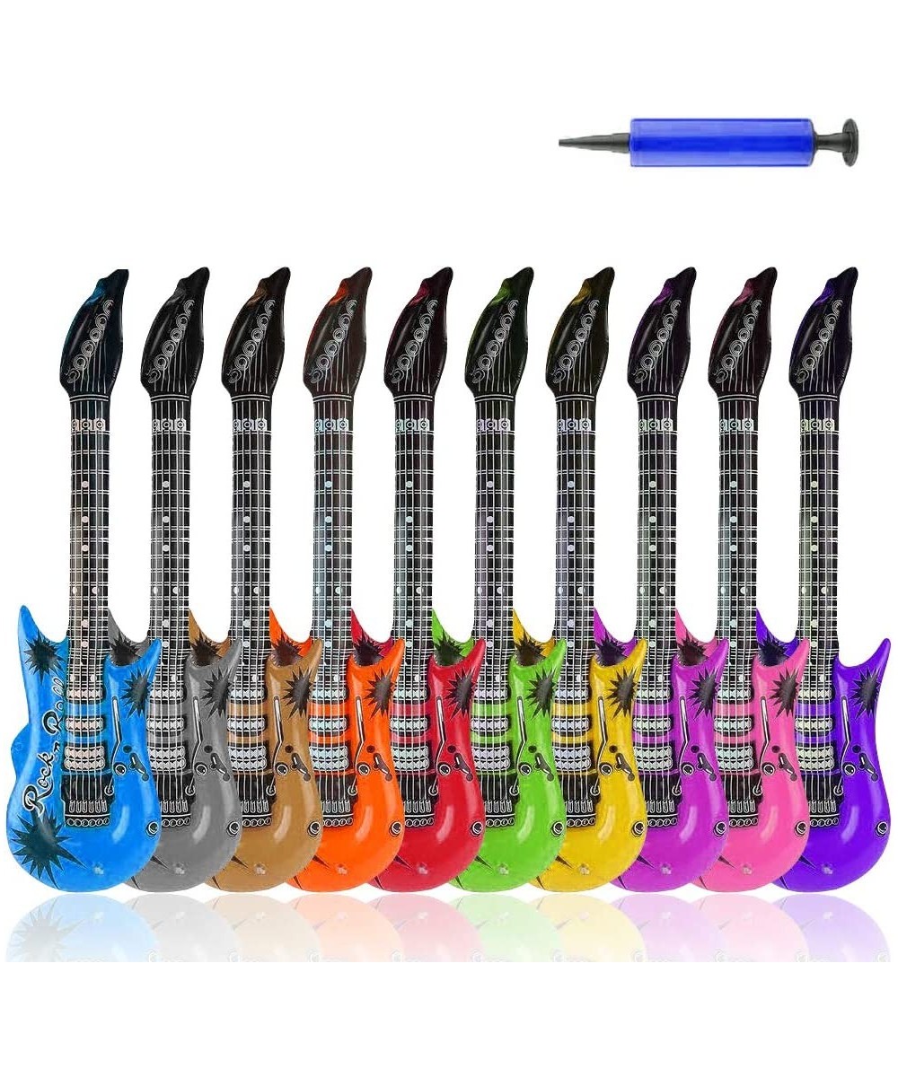 10 Colors 35 Inch Inflatable Guitar Toy Rock Star Inflatable Electric Colorful Guitar Rock 'N Roll Party Favor for 80s 90s Th...