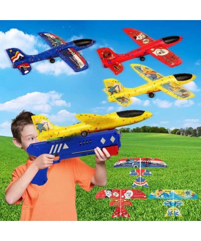 3PC Airplane Launcher Toys 2 Flight Modes Foam Glider Catapult Plane Toy for Boys Outdoor Flying Toys Birthday Gifts with 3 D...