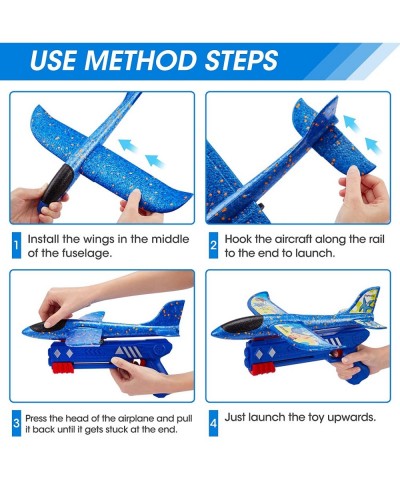 3PC Airplane Launcher Toys 2 Flight Modes Foam Glider Catapult Plane Toy for Boys Outdoor Flying Toys Birthday Gifts with 3 D...