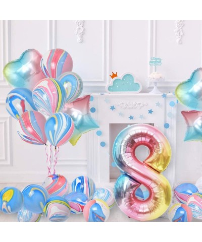 Rainbow 8th Birthday Party Decorations - Girls Birthday Party Supplies Include HAPPY BIRTHDAY Balloon Banner Giant Number 8 F...