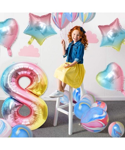 Rainbow 8th Birthday Party Decorations - Girls Birthday Party Supplies Include HAPPY BIRTHDAY Balloon Banner Giant Number 8 F...