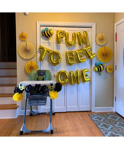 Set of 3 Fun to Bee One Balloons First Year Birthday Party Happy Bee Day Decoration Bumble Bee Party Decoration Fun To Bee On...