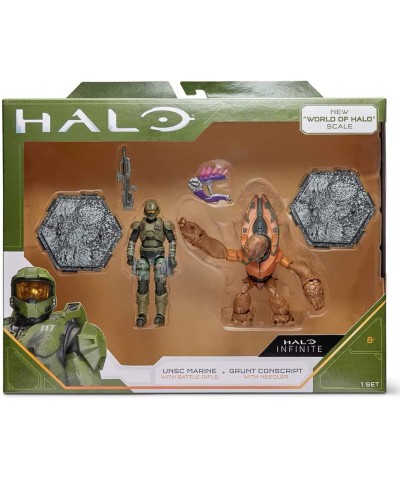 Halo Infinite: World of Halo USNC Marine with Battle Rifle & Grunt Conscript with Needler Figures $34.50 Action Figures