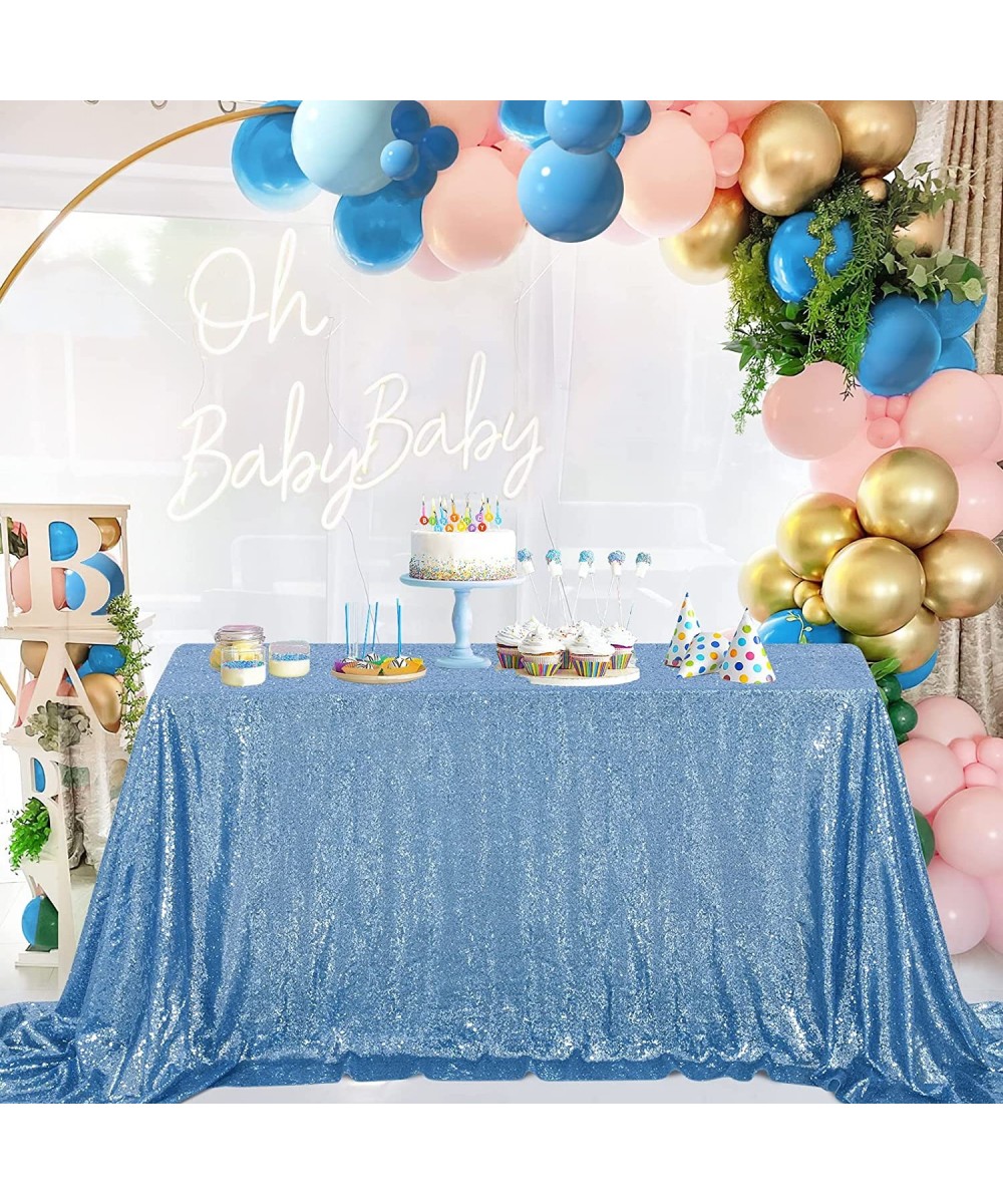 Baby Blue Sequin Tablecloths 90x132 Inches Glitter Sparkly Table Decorations for Baby Boys Shower Birthday Wedding Party $64....