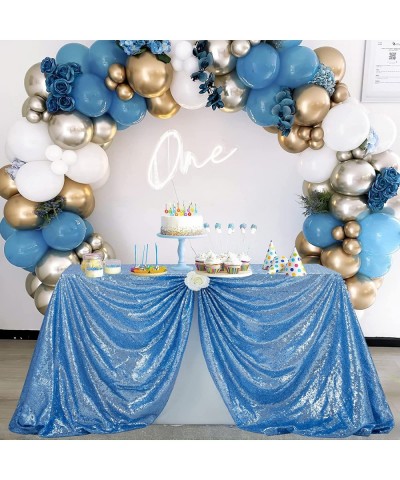 Baby Blue Sequin Tablecloths 90x132 Inches Glitter Sparkly Table Decorations for Baby Boys Shower Birthday Wedding Party $64....