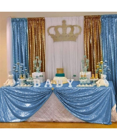 Baby Blue Sequin Tablecloths 90x132 Inches Glitter Sparkly Table Decorations for Baby Boys Shower Birthday Wedding Party $64....