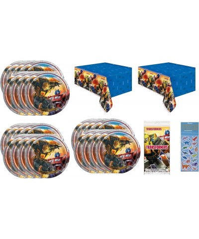 Transformers Party Supplies Bundle Pack includes 24 Dessert Paper Plates 2 Plastic Table Covers 1 Dinosaur Sticker Sheet $51....