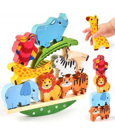 Wooden Stacking Toys for Toddlers Cute Zoo Animals Stacking Blocks Balance Game Preschool Montessori Educational Toys for 2 3...