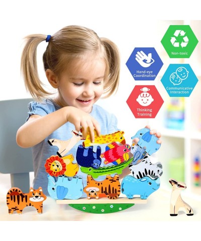 Wooden Stacking Toys for Toddlers Cute Zoo Animals Stacking Blocks Balance Game Preschool Montessori Educational Toys for 2 3...