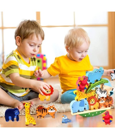 Wooden Stacking Toys for Toddlers Cute Zoo Animals Stacking Blocks Balance Game Preschool Montessori Educational Toys for 2 3...