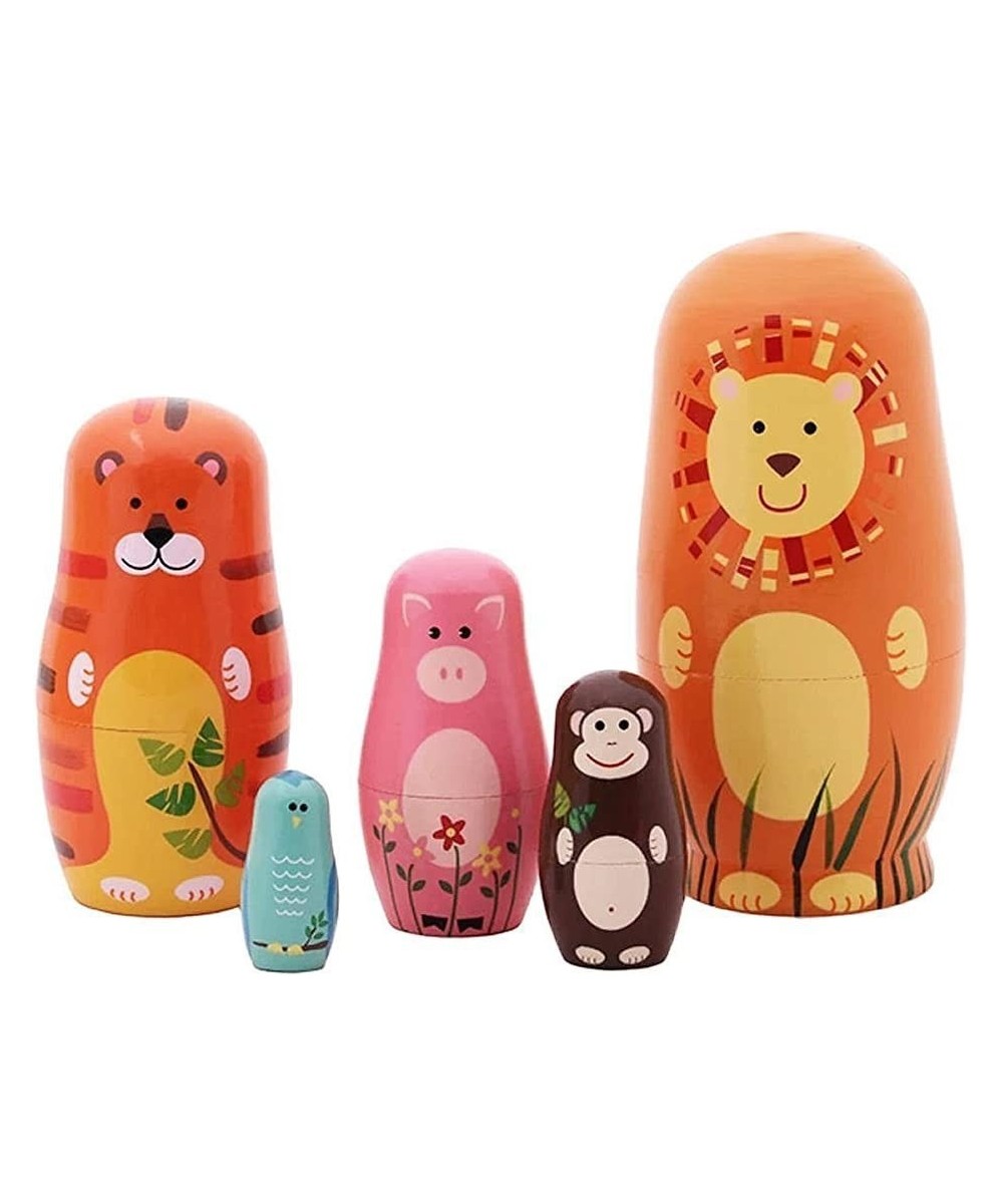 Set of 5 Cutie Cartoon Animal Nesting Dolls Matryoshka Madness Russian Doll Popular Handmade Kids Gifts Toy $26.52 Nesting Dolls