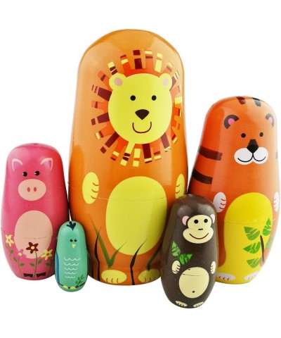 Set of 5 Cutie Cartoon Animal Nesting Dolls Matryoshka Madness Russian Doll Popular Handmade Kids Gifts Toy $26.52 Nesting Dolls