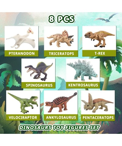 8PCS Realistic Mini Dinosaurs Figures Detailed Textures Dino Figurines Cake Topper Toy Set Easter Eggs Christmas Birthday Gif...