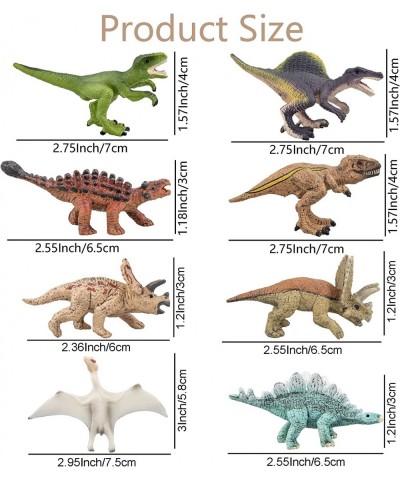 8PCS Realistic Mini Dinosaurs Figures Detailed Textures Dino Figurines Cake Topper Toy Set Easter Eggs Christmas Birthday Gif...