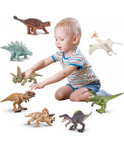 8PCS Realistic Mini Dinosaurs Figures Detailed Textures Dino Figurines Cake Topper Toy Set Easter Eggs Christmas Birthday Gif...