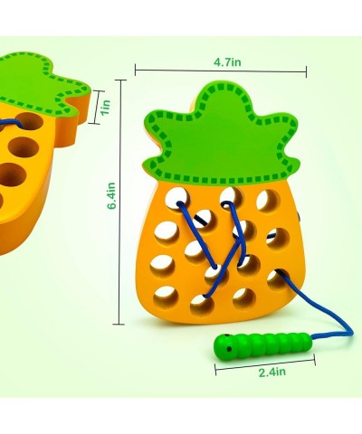 Wooden Watermelon Lacing Threading Weaving Worm Toy Fun Learning Toy Travel Size Fine Motor Skill Montessori Early Learning E...