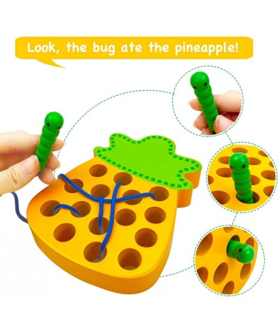 Wooden Watermelon Lacing Threading Weaving Worm Toy Fun Learning Toy Travel Size Fine Motor Skill Montessori Early Learning E...