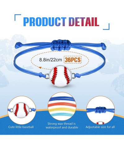 36 Pieces Baseball Bracelet Adjustable Charm Bracelet Bracelet Braided Rope Jewelry with Rope for Girl Women Men Teens Player...