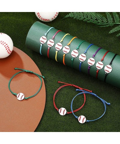 36 Pieces Baseball Bracelet Adjustable Charm Bracelet Bracelet Braided Rope Jewelry with Rope for Girl Women Men Teens Player...