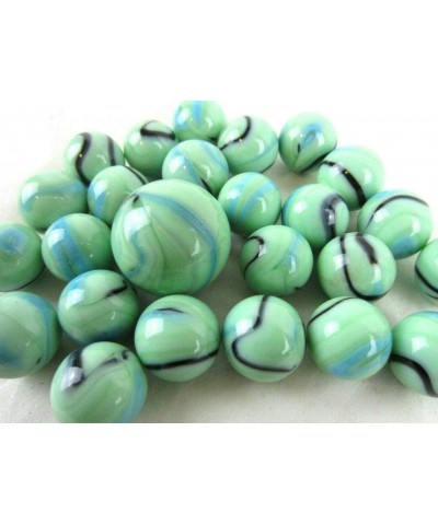 Big Game Toys~25 Glass Marbles Butterfly Teal Green/Blue/Black Swirl Classic Style Game Pack (24 Player 1 Shooter) Decor/Vase...