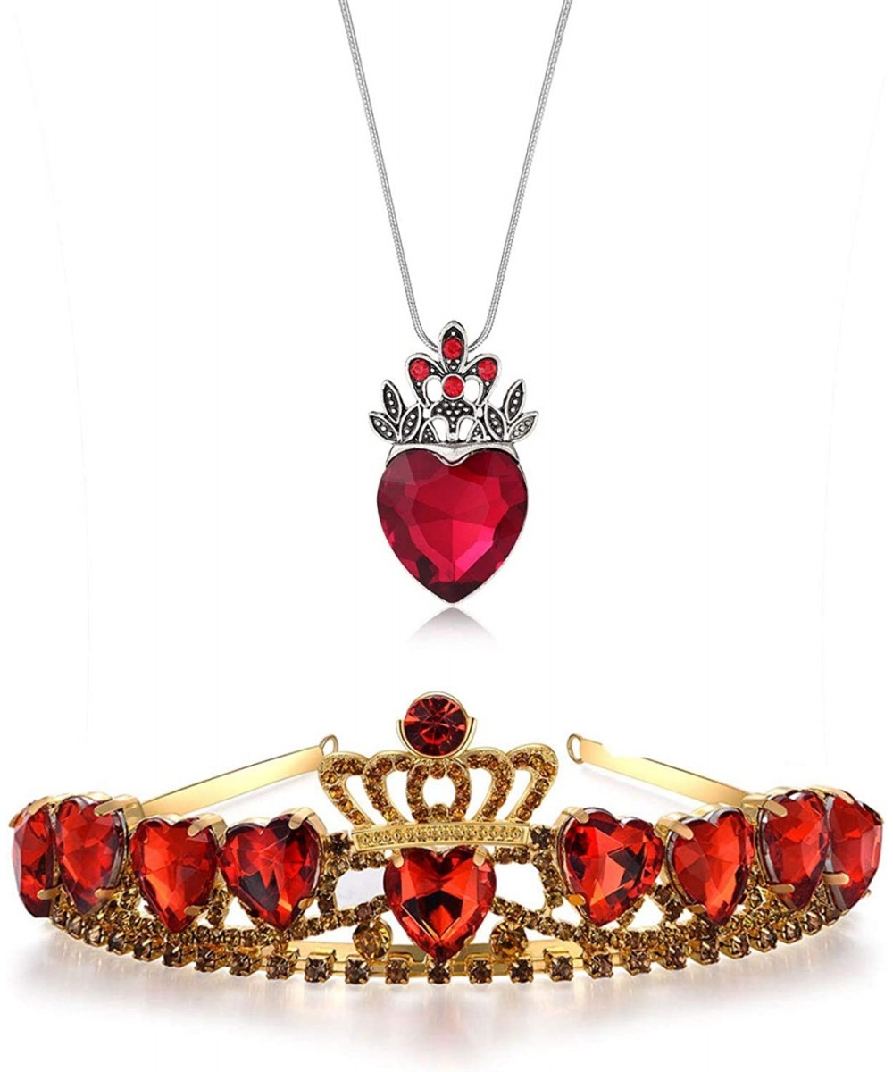 Evie Red Heart Tiara and Necklace Descendants Red Heart Crown Jewelry Set Queen of Hearts Costume Fan Jewelry Pre Teen Gift f...