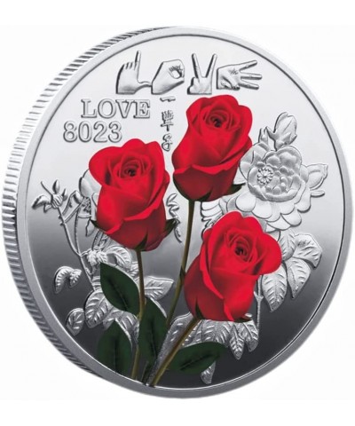 Perfect Valentine's Day Rose Flower Souvenir Coin Gift for Couple with Different Language Translation of Love (Silver) $16.89...