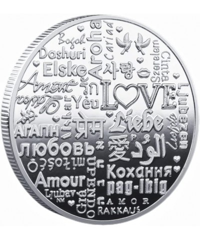 Perfect Valentine's Day Rose Flower Souvenir Coin Gift for Couple with Different Language Translation of Love (Silver) $16.89...