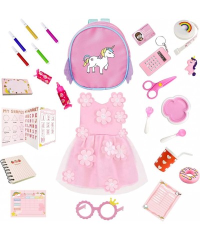 24 Pcs Doll Accessories for 18 Inch Doll School Set with Girl Doll Clothes and Accessories Doll Backpack Glasses Color Pens C...