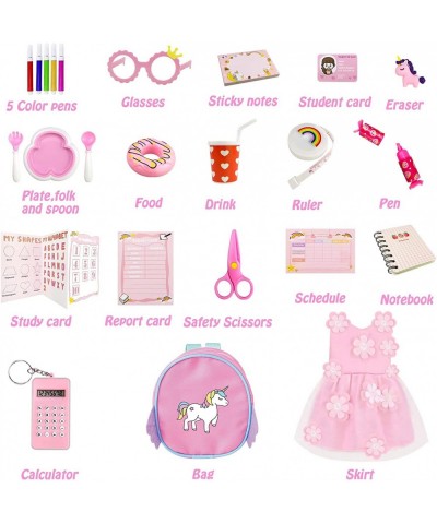 24 Pcs Doll Accessories for 18 Inch Doll School Set with Girl Doll Clothes and Accessories Doll Backpack Glasses Color Pens C...