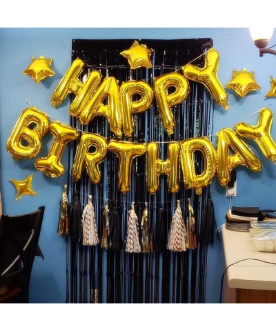 24pcs Birthday Balloons Banner 3D Gold Premium Mylar Foil Ecofriendly Letter Happy Birthday Banner with 6pcs Star Balloons Ki...